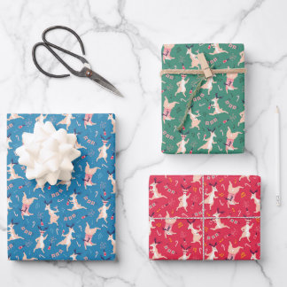 Feuille De Papier Cadeau Reindeer Party - Green Blue Red Christmas