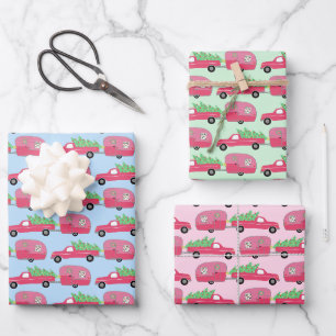 Feuille De Papier Cadeau Remorques Cute Xmas RV Camping Road Trip Holiday
