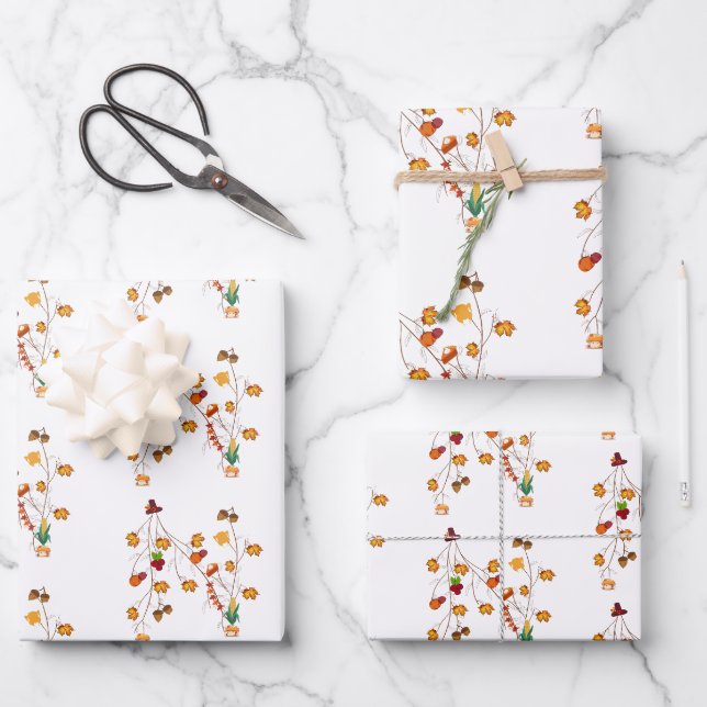Feuille De Papier Cadeau Rempleurs Cadeaux Thanksgiving (Recto)