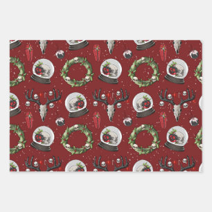 Feuille De Papier Cadeau Renard de Noël déplaisant