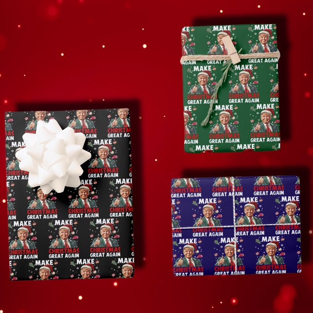 Feuille De Papier Cadeau Rendre Noël super | Trump drôle (Créateur téléchargé)