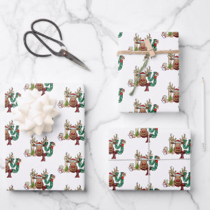 Feuille De Papier Cadeau Renne de joie amusant Noël vacances