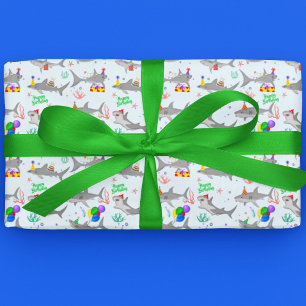Feuille De Papier Cadeau Requins de fête d'anniversaire