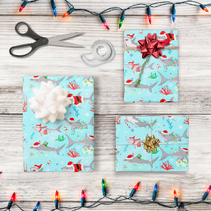 Feuille De Papier Cadeau Requins de Noël