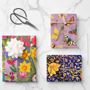 Feuille De Papier Cadeau Ressort, Papillons, Floral Emilia