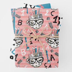 Feuille De Papier Cadeau Retour au Motif de l'école