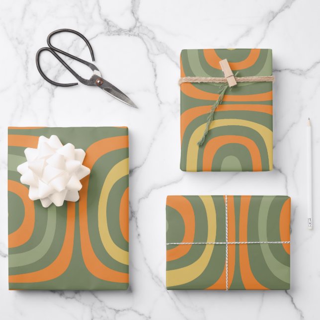 Feuille De Papier Cadeau Retro Boho Abstrait Confaab Motif contemporain (Recto)