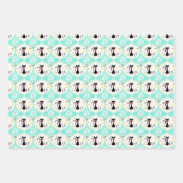 Feuille De Papier Cadeau Retro Noël Siamese Chat Ogee Motif