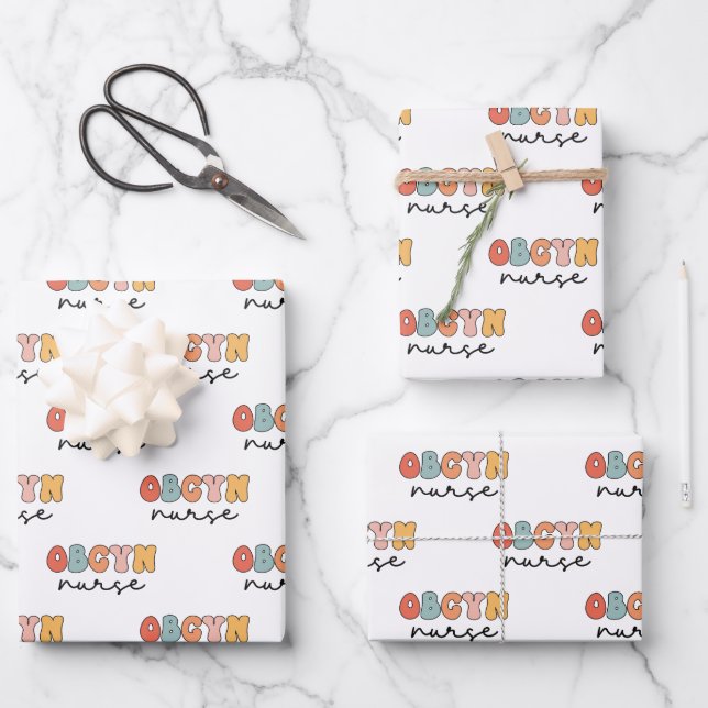 Feuille De Papier Cadeau Retro OBGYN Nurse (Recto)