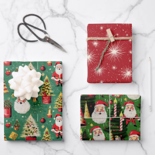 Feuille De Papier Cadeau Retro Père Noël Holiday Delties