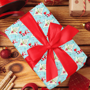 Feuille De Papier Cadeau Retro Père Noël Jouer Tennis Ogee Motif