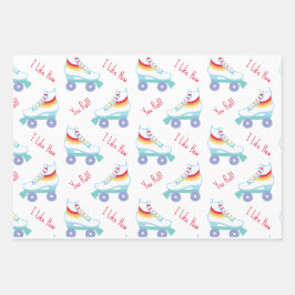 Feuille De Papier Cadeau Retro Rainbow Roller Skate Saint-Valentin