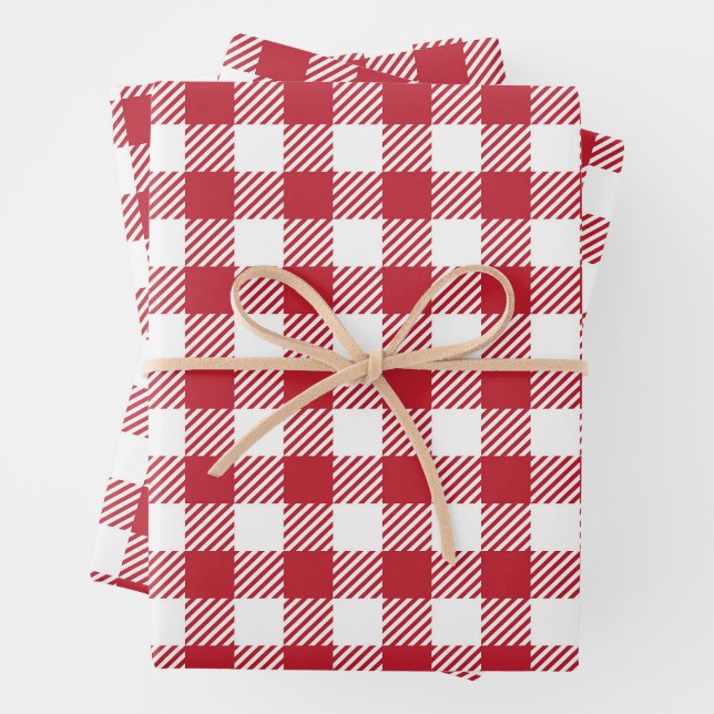 Feuille De Papier Cadeau Retro Red Picnic Check Farmhouse Design (En situation)