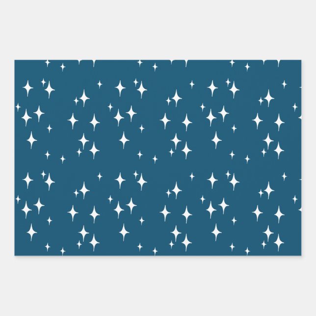 Feuille De Papier Cadeau Retro Stardust Starburst Stars Nouvel An (Devant)