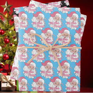 Feuille De Papier Cadeau Retro Super Big Nick Père Noël Énergie rose Père N