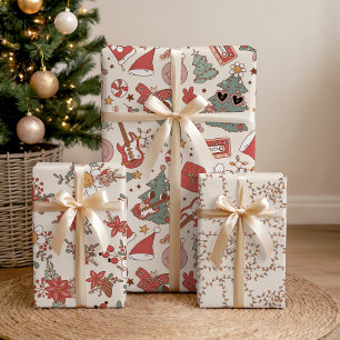 Feuille De Papier Cadeau Retro Super Holiday Rock 'N Roll Peace Tree