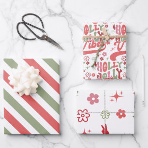 Feuille De Papier Cadeau Retro Super Holly Jolly Vibes