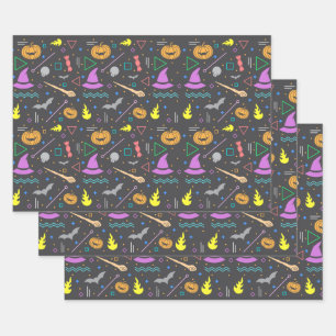 Feuille De Papier Cadeau Retro Vintage Halloween Motif Candy Corn Wrappin