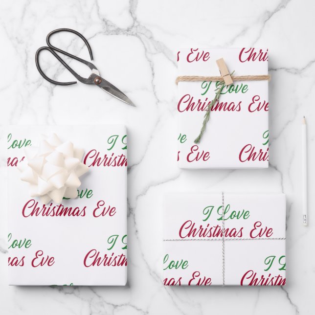 Feuille De Papier Cadeau Réveillon de Noël d'amour (Recto)