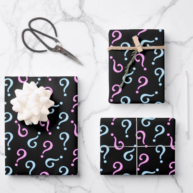 Feuille De Papier Cadeau Révélation de bébé rose ou bleu (Recto)