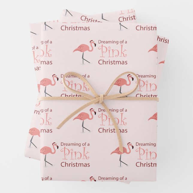 Feuille De Papier Cadeau Rêver d'un Noël rose - (En situation)