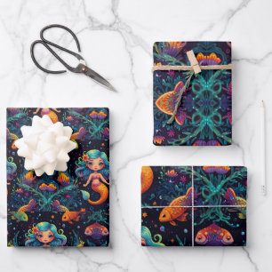 Feuille De Papier Cadeau Rêves de sirène lunatique - Petite sirène