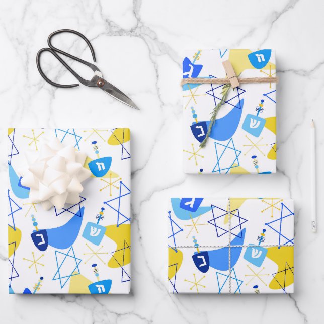 Feuille De Papier Cadeau Rêves du milieu du siècle blanc (Recto)