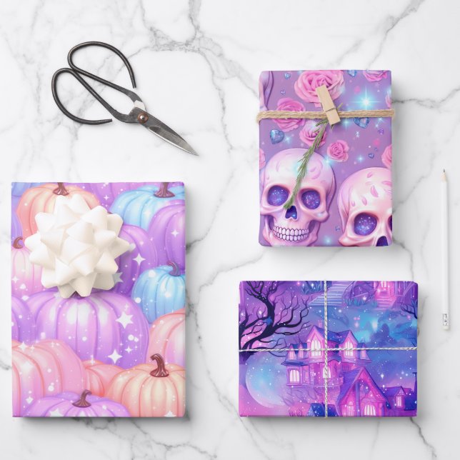 Feuille De Papier Cadeau Rêves Pastel Halloween (Recto)