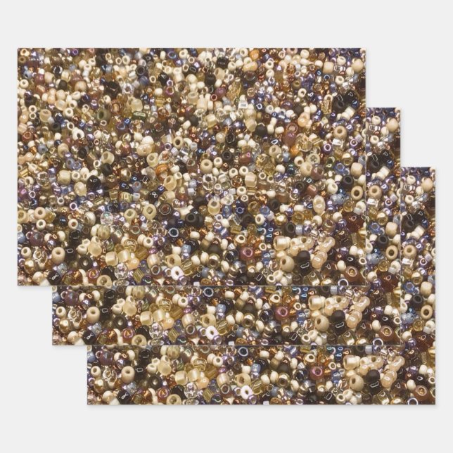 Feuille De Papier Cadeau Richesse Des Perles De Semence (Lot)