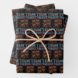 Feuille De Papier Cadeau Rizz Em avec le Tism Meme Autisme Drôle Racoon
