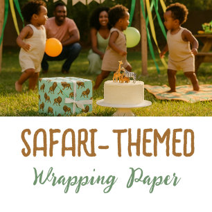 Feuille De Papier Cadeau Roi du Lion de la Jungle