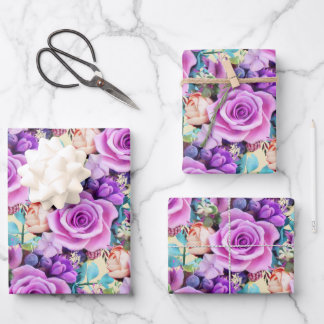 Feuille De Papier Cadeau Romantic Rose Flowers Garden