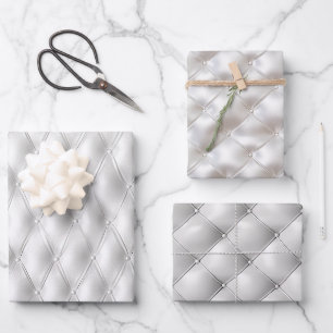 Feuille De Papier Cadeau Romantique Blanc Faux Mariage en cuir