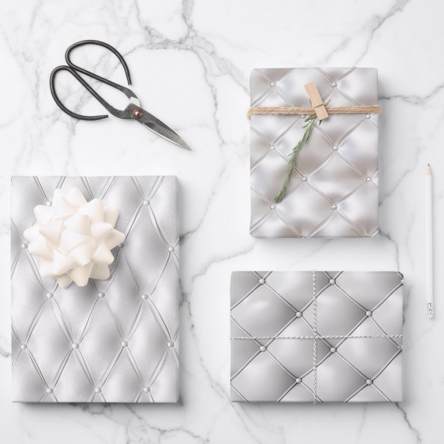 Feuille De Papier Cadeau Romantique Blanc Faux Mariage en cuir (Recto)