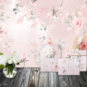 Feuille De Papier Cadeau Romantique Blush Secret Jardin Rose Roses Mariage 