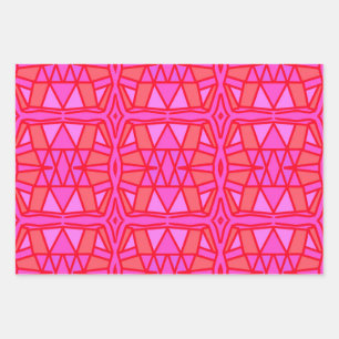 Feuille De Papier Cadeau Rose Chaud Géométrique Toute Occasion