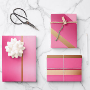 Feuille De Papier Cadeau Rose chic et or