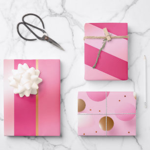 Feuille De Papier Cadeau Rose Élégant et Tons Métallisés