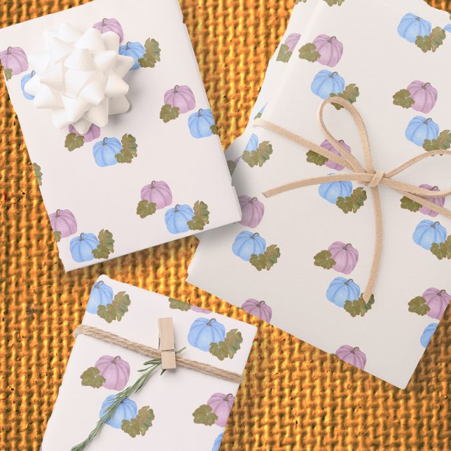 Feuille De Papier Cadeau Rose et bleu citrouille sexe révéler emballage cad (Créateur téléchargé)
