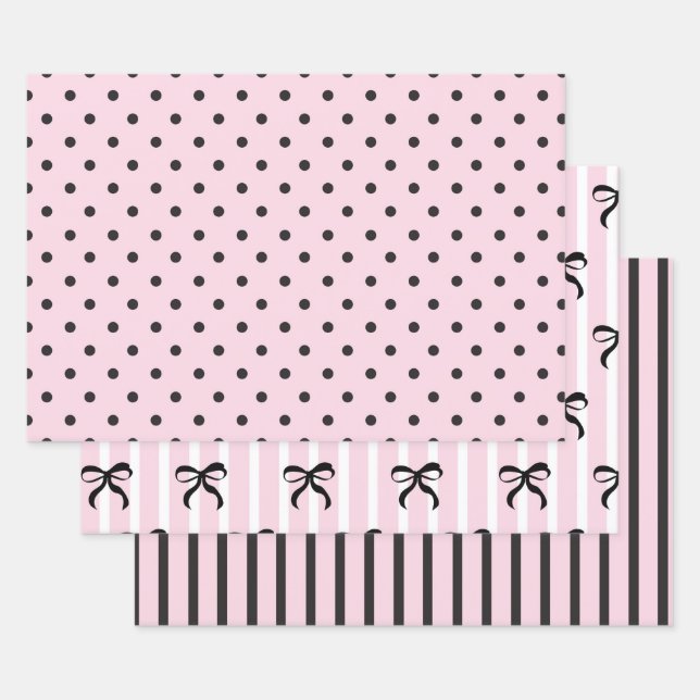 Feuille De Papier Cadeau Rose et noir (Lot)