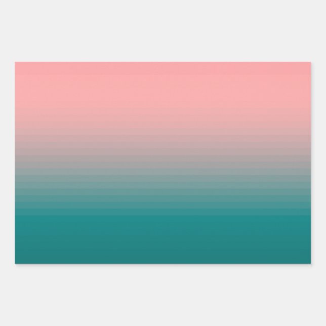 Feuille De Papier Cadeau Rose et Turquoise (Devant)