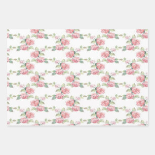 Feuille De Papier Cadeau Rose Florale Rose Chic Usé