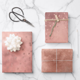 Feuille De Papier Cadeau Rose Gold Nuage Étoilé Sombre