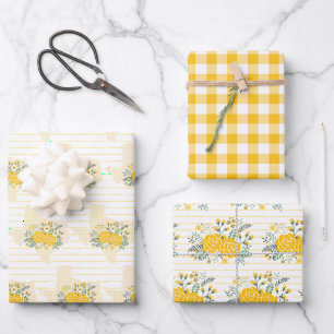 Feuille De Papier Cadeau Rose jaune du Texas - En vichy État