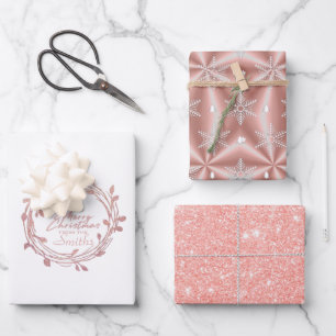 Feuille De Papier Cadeau Rose métallique Gold Platinum Argent Noël