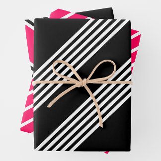 Feuille De Papier Cadeau Rose, noir et blanc