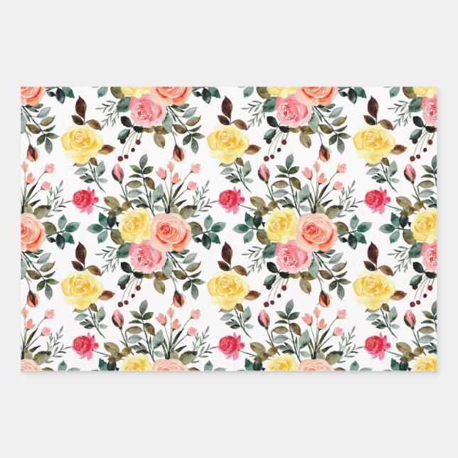 Feuille De Papier Cadeau Rose rouge (Devant)