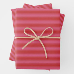 Feuille De Papier Cadeau Rose rouge joyeux brillant rayure Noël