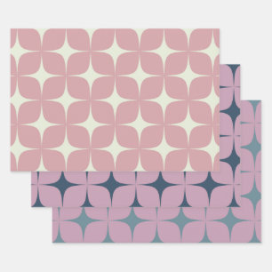 Feuille De Papier Cadeau Rose violet bleu milieu du siècle moderne Boho géo