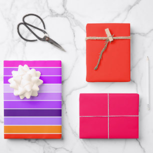 Feuille De Papier Cadeau rose, violet et orange